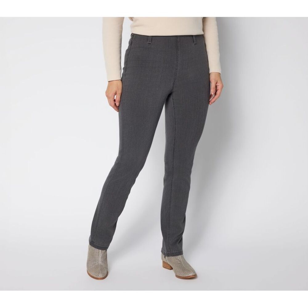 Denim & Co. Women's Pants Sz 10 Perfect Flex Straight Leg Jean Gray A702174